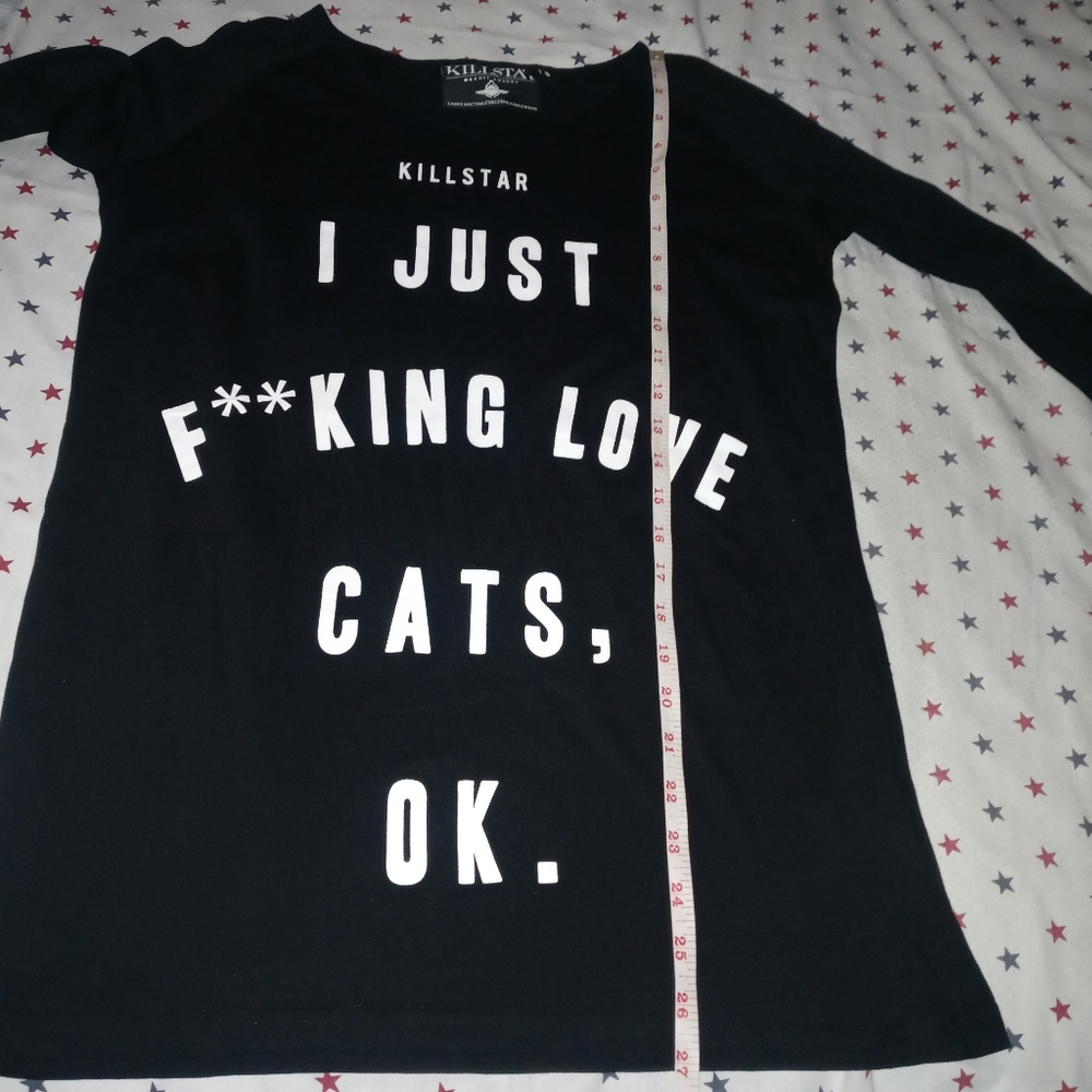 Killstar Cats Ladies Raglan T-Shirt Size S - Picture 9 of 14